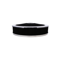14" X 3" Round Steel Air Cleaner Kit, Black Washable Filter, Recessed Base - Chrome
