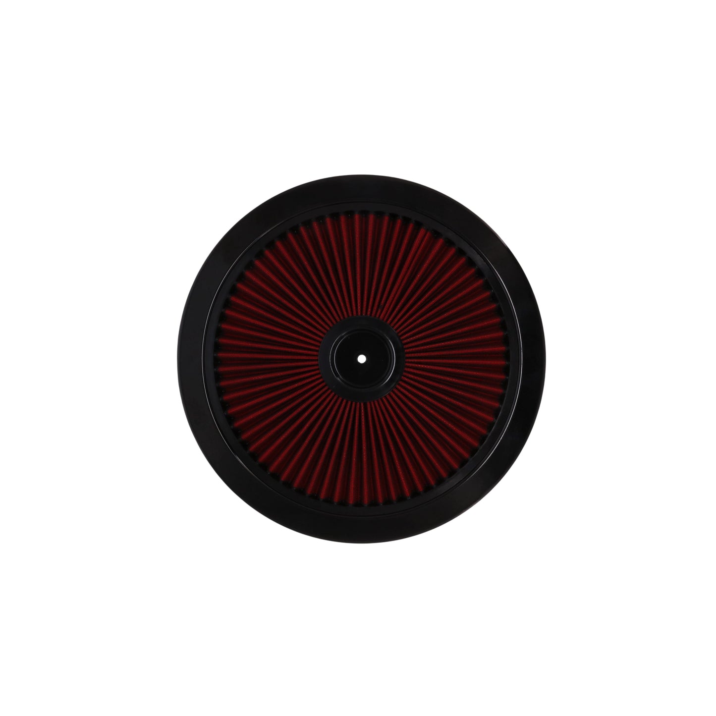 14" X 3" Round Steel Air Cleaner Kit, Red Washable Filter, Flat Base - Black