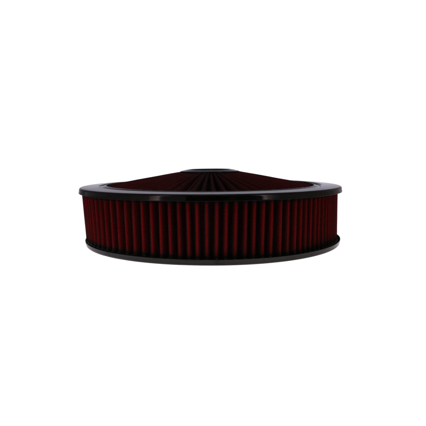 14" X 3" Round Steel Air Cleaner Kit, Red Washable Filter, Flat Base - Black