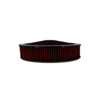 14" X 3" Round Steel Air Cleaner Kit, Red Washable Filter, Flat Base - Black