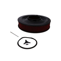 14" X 3" Round Steel Air Cleaner Kit, Red Washable Filter, Flat Base - Black