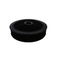 14" X 3" Round Steel Air Cleaner Kit, Black Washable Filter, Flat Base, Black