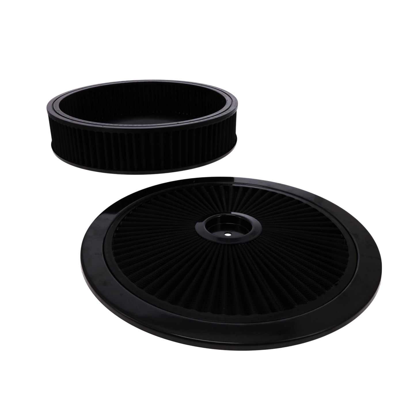14" X 3" Round Steel Air Cleaner Kit, Black Washable Filter, Flat Base, Black