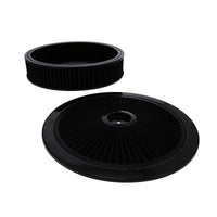 14" X 3" Round Steel Air Cleaner Kit, Black Washable Filter, Flat Base, Black