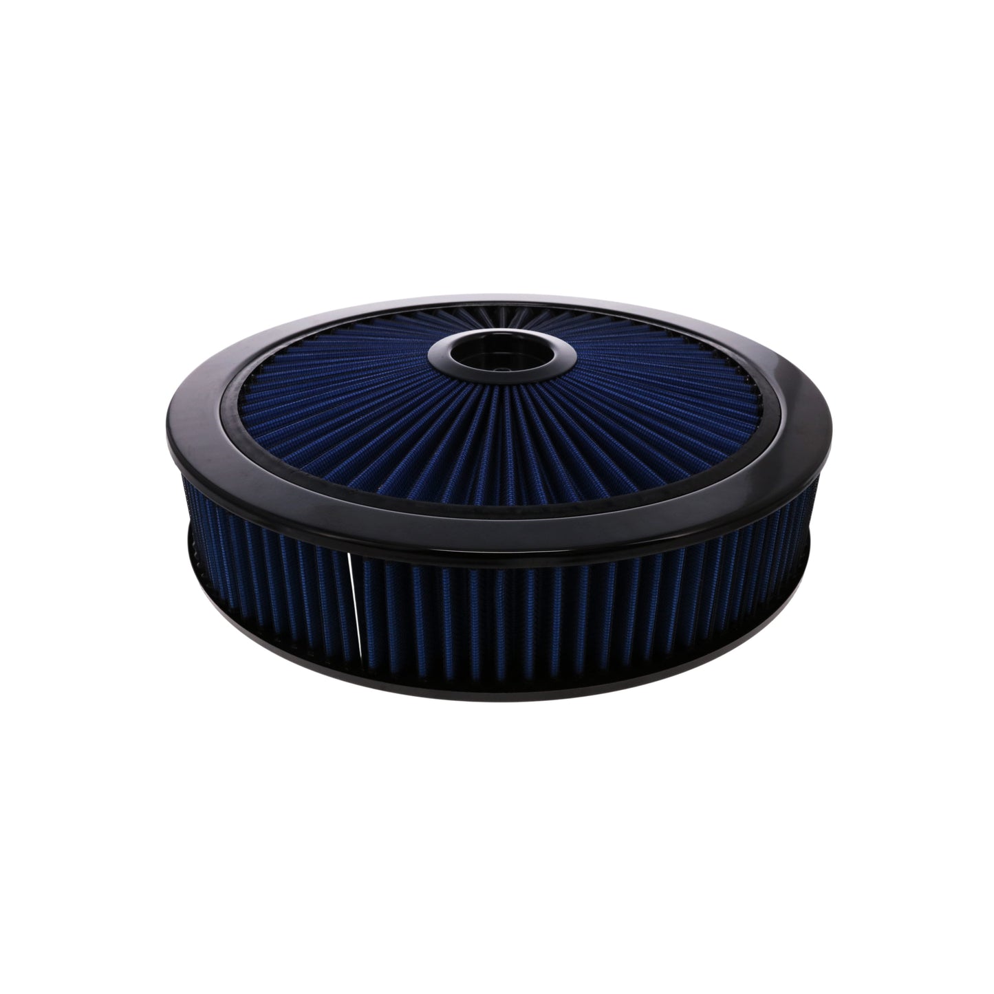 14" X 3" Round Steel Air Cleaner Kit, Blue Washable Filter, Flat Base - Black