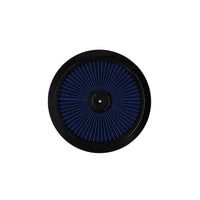 14" X 3" Round Steel Air Cleaner Kit, Blue Washable Filter, Flat Base - Black