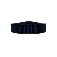 14" X 3" Round Steel Air Cleaner Kit, Blue Washable Filter, Flat Base - Black
