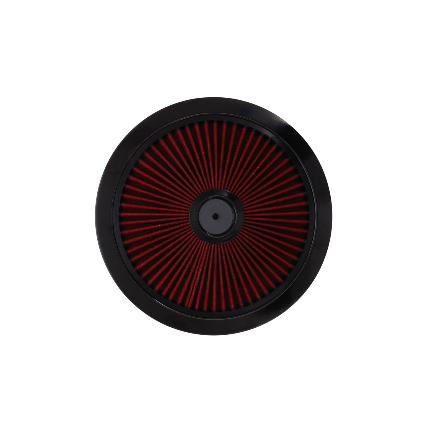 14" X 3" Round Steel Air Cleaner Kit, Red Washable Filter, Recessed Base - Black