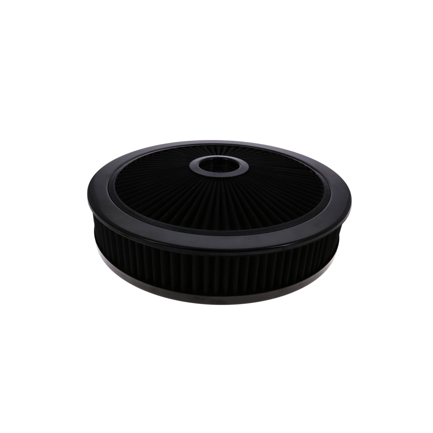 14" X 3" Round Steel Air Cleaner Kit, Black Washable Filter, Recessed Base - Black