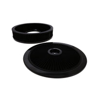 14" X 3" Round Steel Air Cleaner Kit, Black Washable Filter, Recessed Base - Black