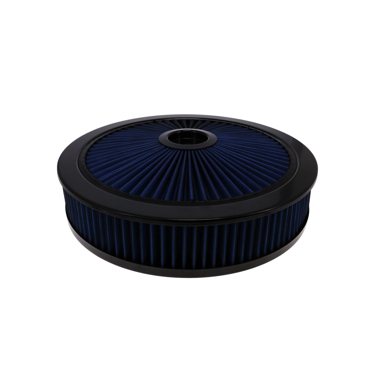 14" X 3" Round Steel Air Cleaner Kit, Blue Washable Filter, Recessed Base - Black