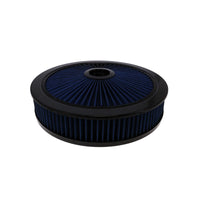 14" X 3" Round Steel Air Cleaner Kit, Blue Washable Filter, Recessed Base - Black