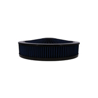 14" X 3" Round Steel Air Cleaner Kit, Blue Washable Filter, Recessed Base - Black