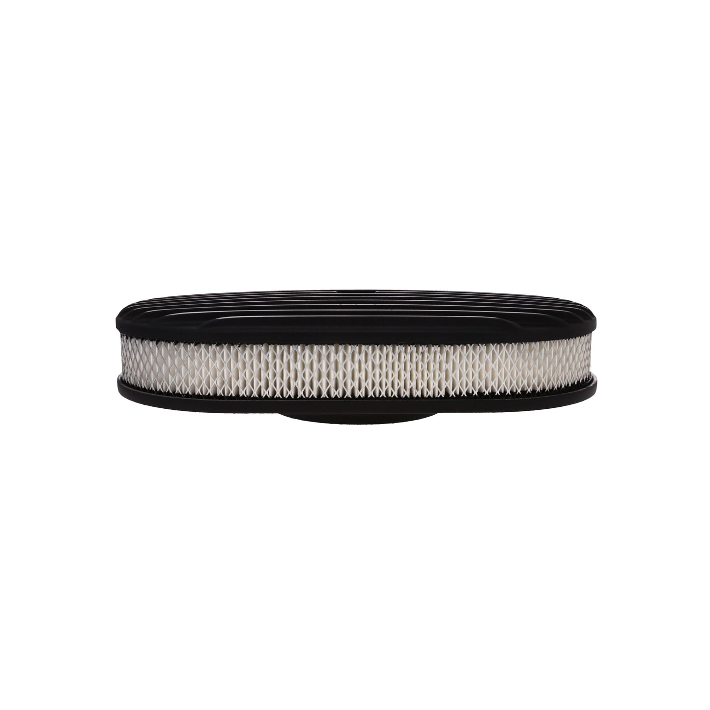 15" X 2" Full Finned Oval Aluminum Air Cleaner Kit, Paper Filter, Flat Base, Black