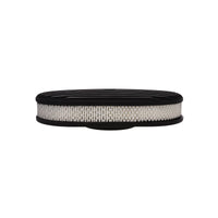 15" X 2" Full Finned Oval Aluminum Air Cleaner Kit, Paper Filter, Flat Base, Black