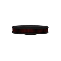15" X 2" Full Finned Oval Aluminum Air Cleaner Kit, Red Washable Filter, Flat Base - Black