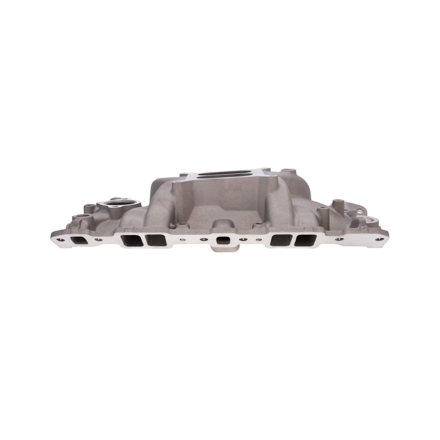 1957-1986 Chevy SB Aluminum Intake Manifold, Dual Plane, Hi-Rise - Satin