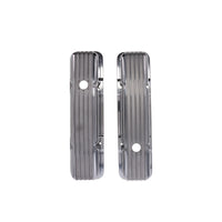 1958-1986 Chevy SB Finned Aluminum Valve Covers, 2 9/16" Ht., 1.25" Hole, Polished