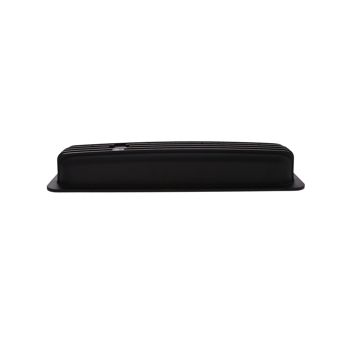 1987-2000 Chevy SB Finned Aluminum Center Bolt Valve Cover, 2 9/16" Ht., 1.25" Hole, Black