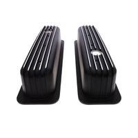 1987-2000 Chevy SB Finned Aluminum Center Bolt Valve Cover, 3 11/16" Ht., 1.25" Hole, Black