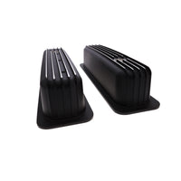 1987-2000 Chevy SB Finned Aluminum Center Bolt Valve Cover, 3 11/16" Ht., 1.25" Hole, Black
