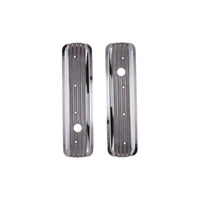 1987-2000 Chevy SB Finned Aluminum Center Bolt Valve Cover, 3 11/16" Ht., 1.25" Hole, Polished