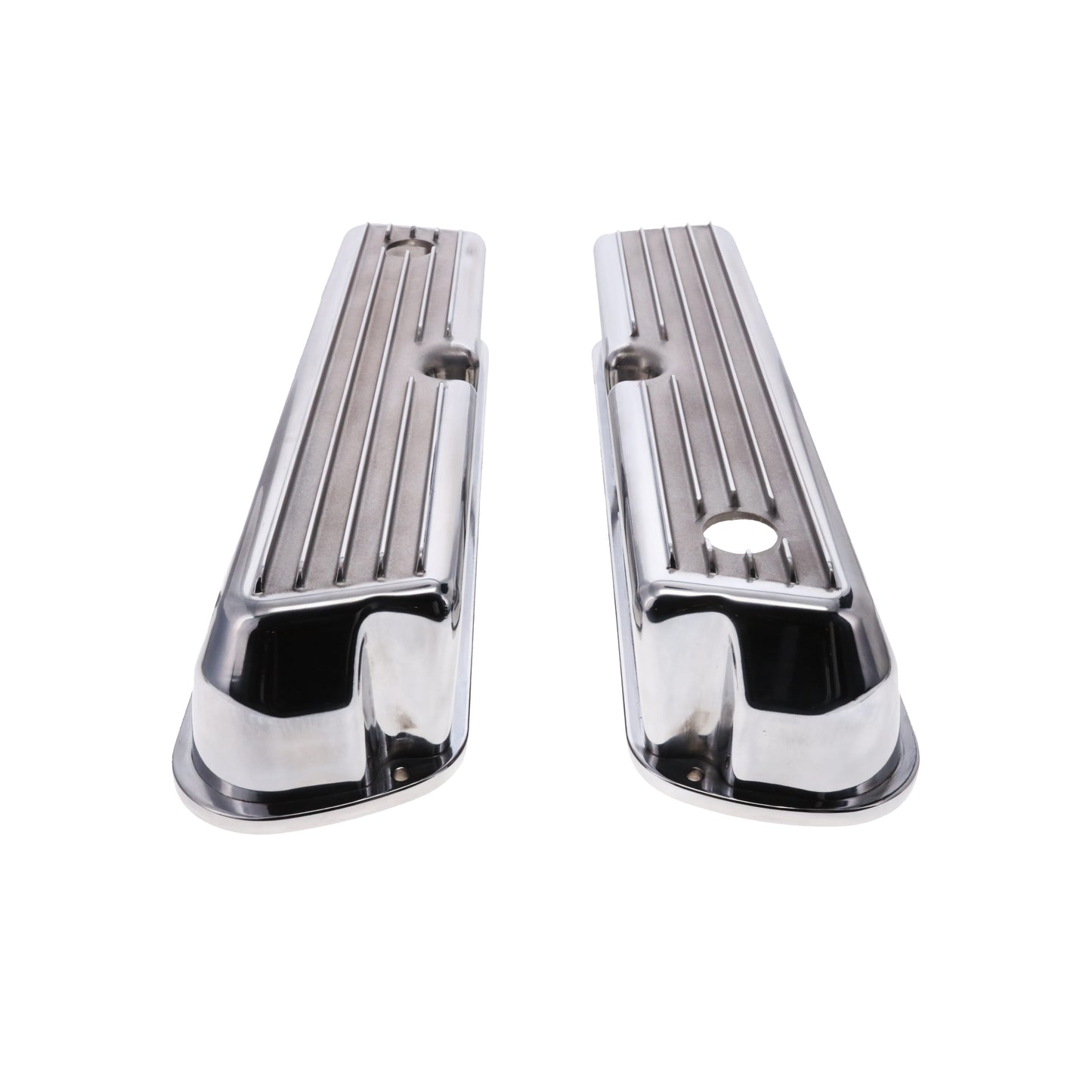 1962-2001 FORD SB 289, 351W Tall Finned Aluminum Valve Cover, 3 13/16" Ht., 1.25" Hole, Polished
