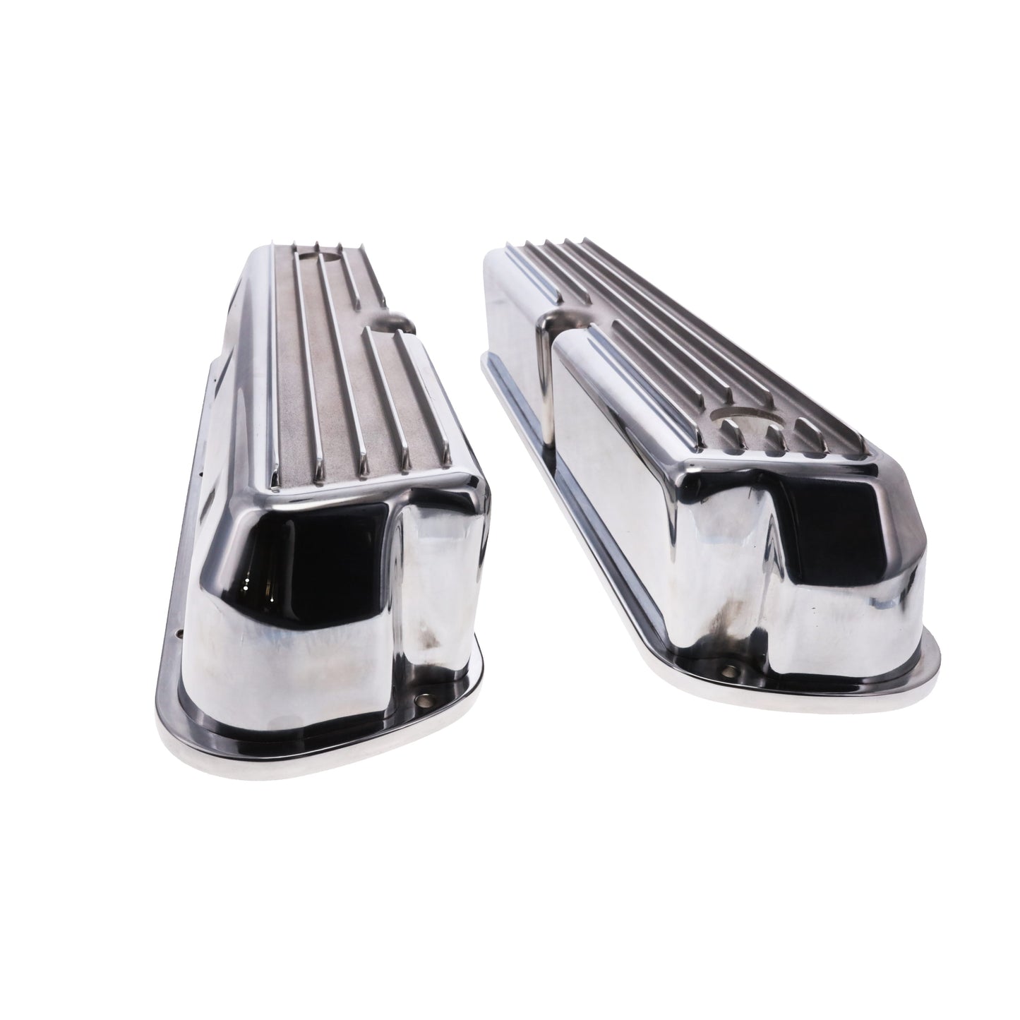 1962-2001 FORD SB 289, 351W Tall Finned Aluminum Valve Cover, 3 13/16" Ht., 1.25" Hole, Polished