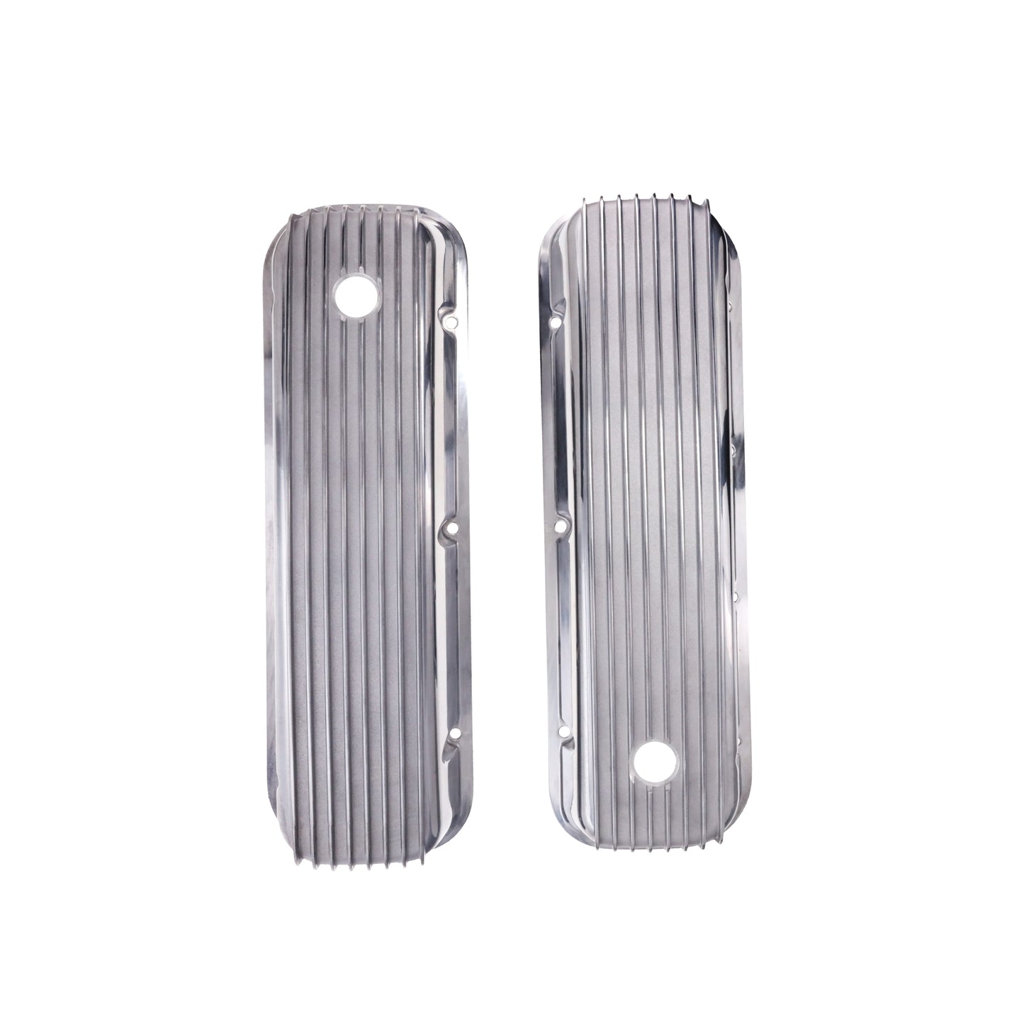 1965-1995 Chevy BB Tall Finned Aluminum Valve Covers, 3 11/16" Ht., 1.25" Hole, Polished