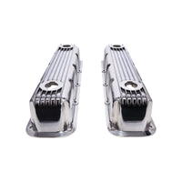 1992-2003 Mopar SB V8 Finned Aluminum Valve Covers, 3 1/2" Ex. 3 1/8" In. Ht., 1.25" Hole, Polished