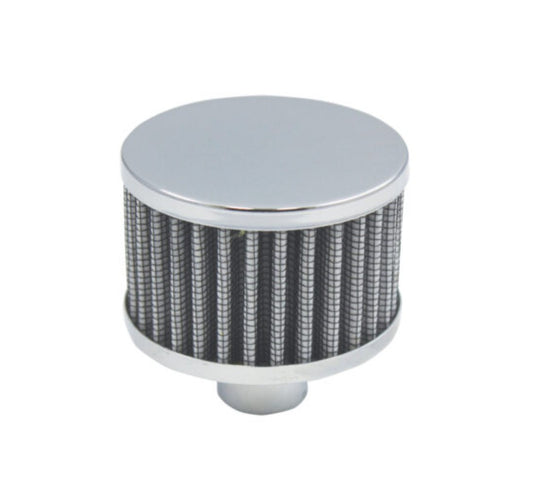 Chrome Steel Round Push-In No-Lip Breather with Washable Filter