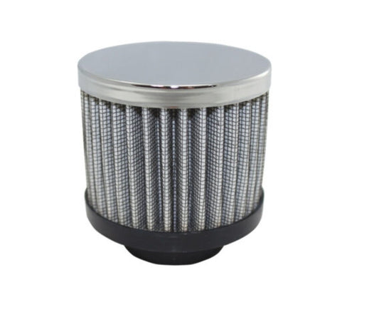 Chrome Steel Round 1 1/2" Clamp-On Breather with Washable Filter