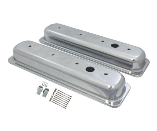 Chevy Small Block Center-Bolt Short Smooth Polished Aluminum Valve Covers