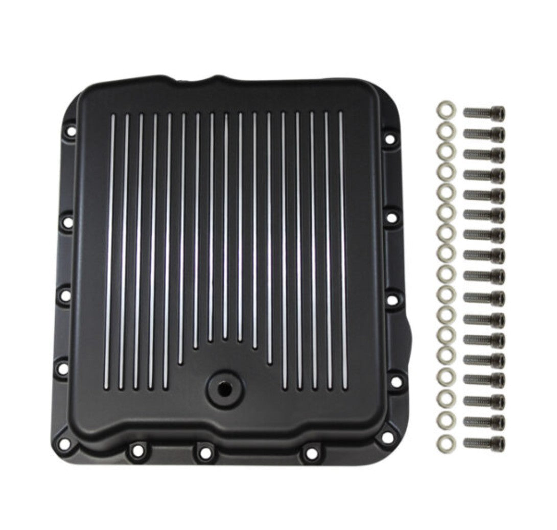 GM 700R4 / 4L60 Finned Aluminum Transmission Pan - Black