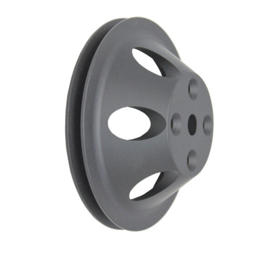 Chevy Small Block Single-Groove Aluminum Long Water Pump Pulley - Black