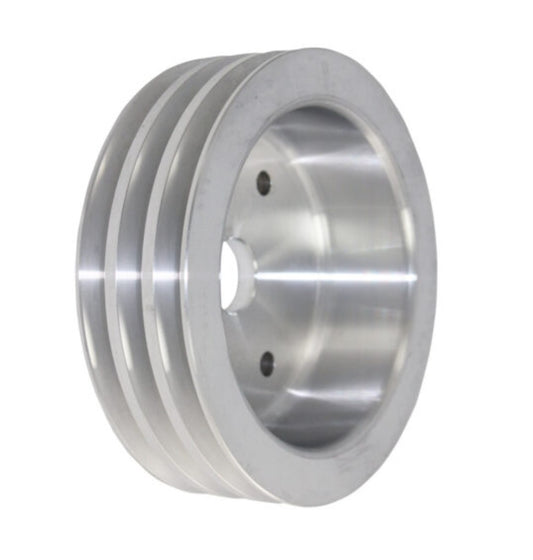 Chevy Small Block Short Water Pump Triple-Groove Aluminum Crankshaft Pulley - Satin