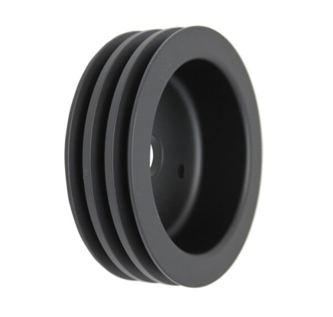 Chevy Small Block Short Water Pump Triple-Groove Aluminum Crankshaft Pulley - Black