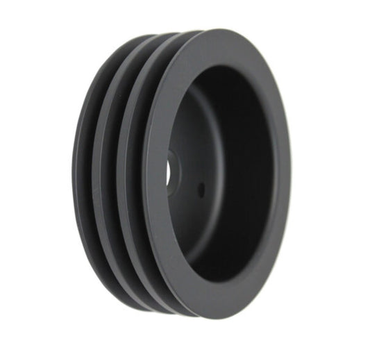 Chevy Small Block Short Water Pump Triple-Groove Aluminum Crankshaft Pulley - Black