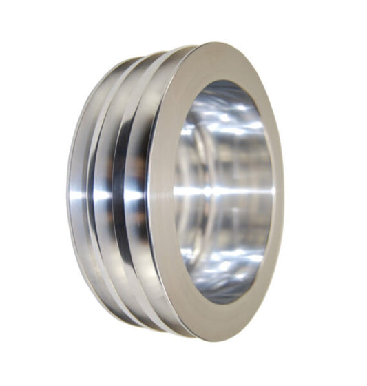 Chevy Small Block Long Water Pump Triple-Groove Aluminum Crankshaft Pulley - Satin