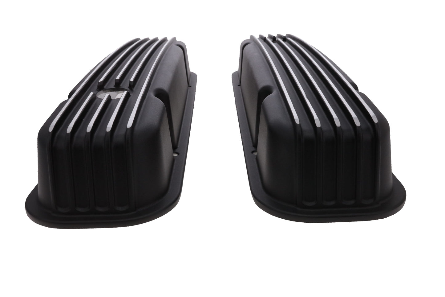 1957-1979 Pontiac Finned Aluminum Valve Covers, 2 3/4" Ht., 1.25" Hole, Black