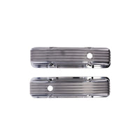 1957-1979 Pontiac Finned Aluminum Valve Covers, 2 3/4" Ht., 1.25" Hole, Polished
