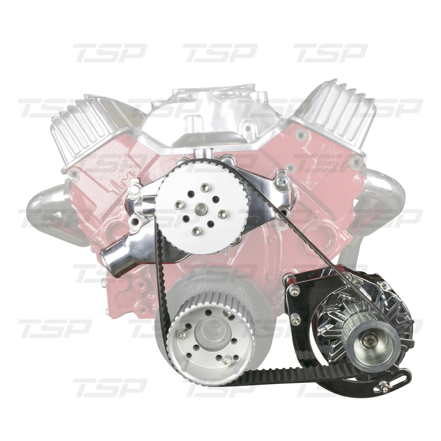 TSP Gilmer Front Drive Kit Chevy Small Block Short Water Pump DS35003 DS35003C Chrome