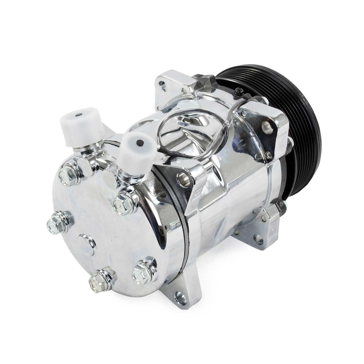 TSP_Chrome_Sanden_508_Compressor_Black_Serpentine_Clutch_Rear_HC5002