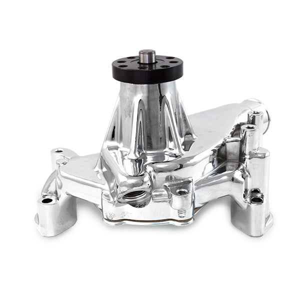 TSP_Water_Pump_Chevy_Small_Block_Long_Reverse_Chrome_Angle_HC8014