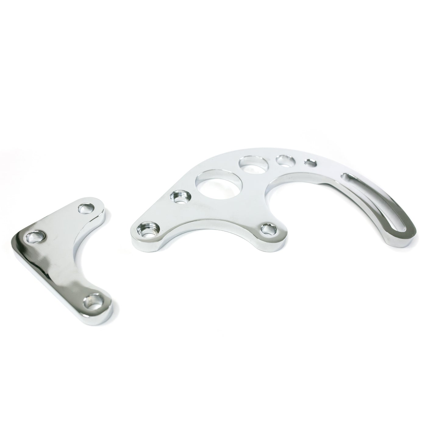 TSP_Aluminum_Chevy_Small_Block_Long_Water_Pump_2-Piece_Power_Steering_Bracket_Chrome_JM9105-1