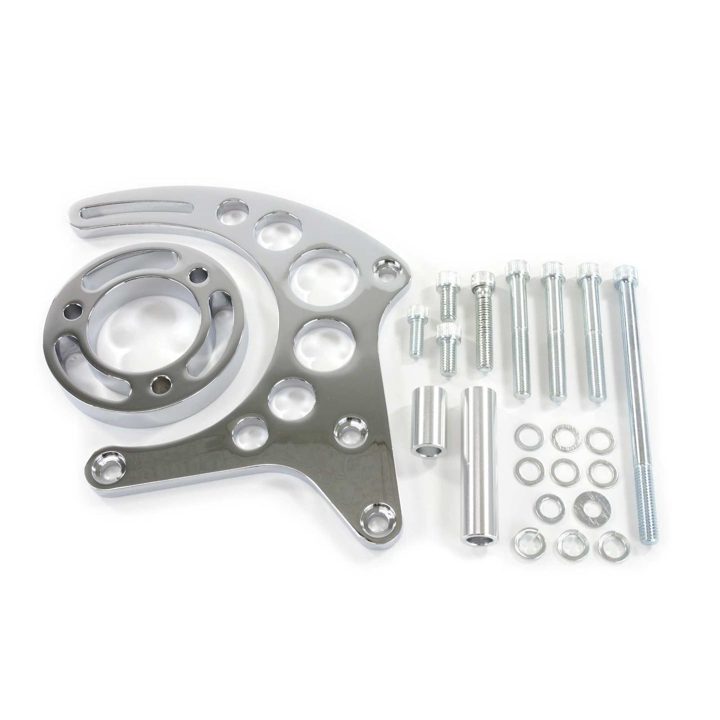 TSP_Aluminum_Chevy_Small_Block_Long_Water_Pump_Alternator_Bracket_Chrome_JM9121