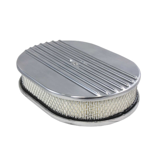 TSP_Flat_Base_12_Oval_Air_Cleaner_Kit_Half_Finned_Polished_Aluminum_SP6490