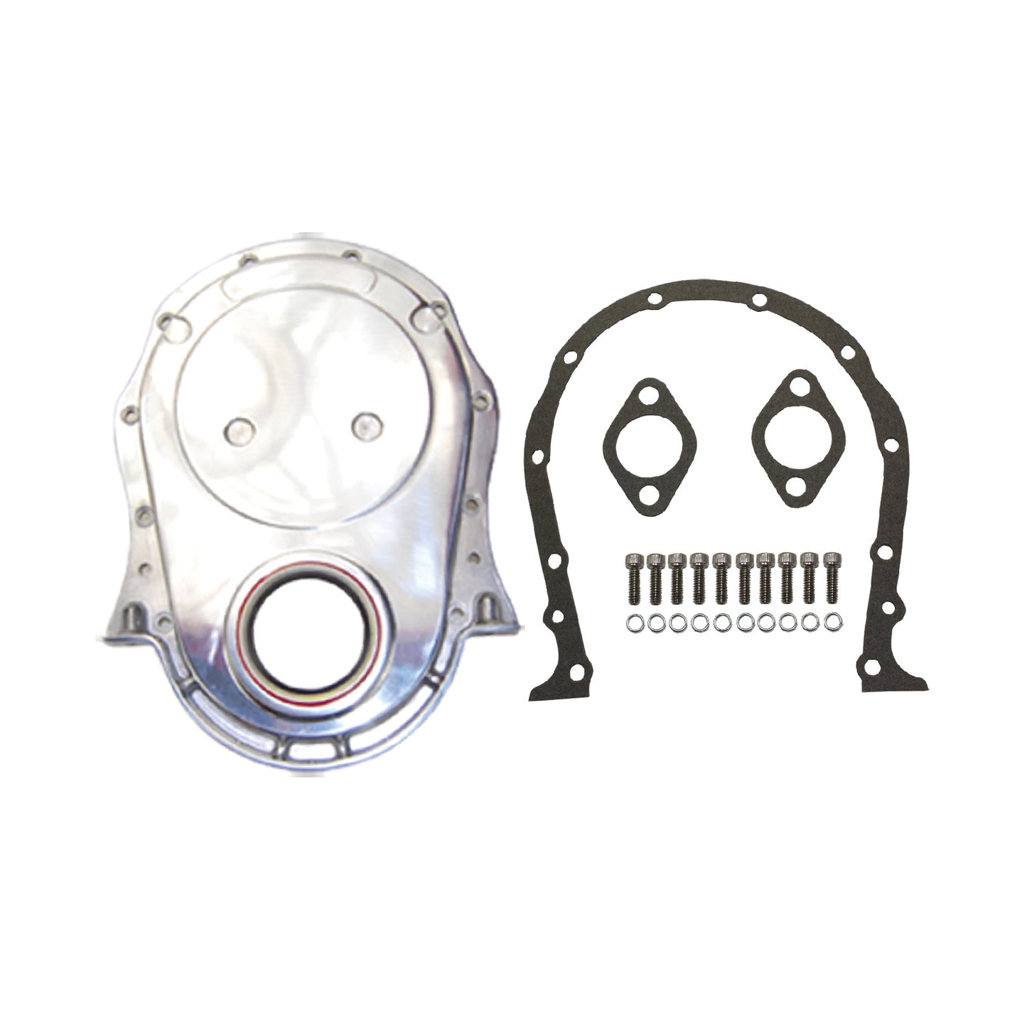 Chevy Big Block Polished Aluminum Timing Cover with Seal