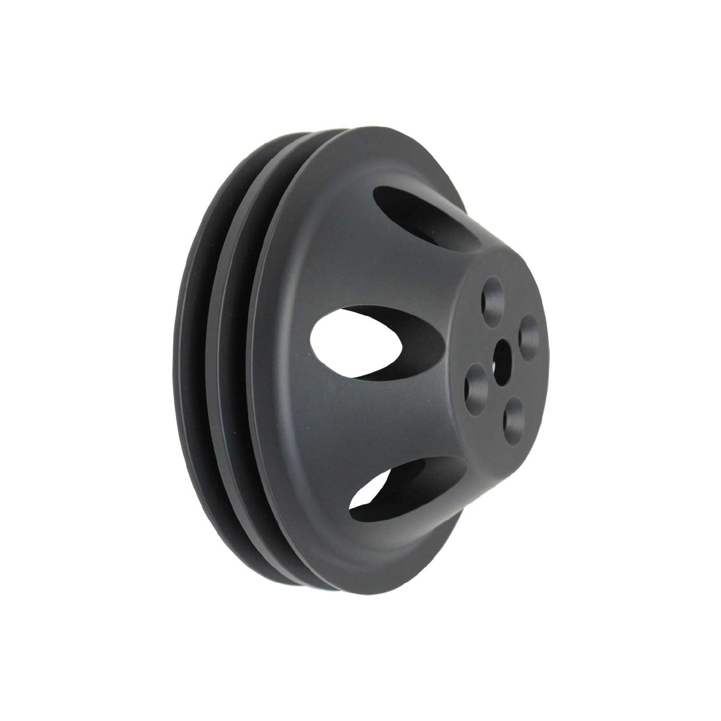 TSP_Chevy_Small_Block_Short_Water_Pump_2-Groove_V-Belt_Pulley_Black_Aluminum_SP8852