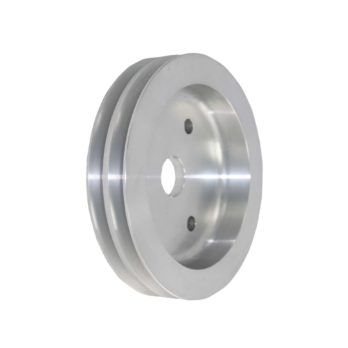 TSP_Chevy_Small_Block_Short_Water_Pump_2-Groove_V-Belt_Crankshaft_Pulley_Natural_Aluminum_SP8853